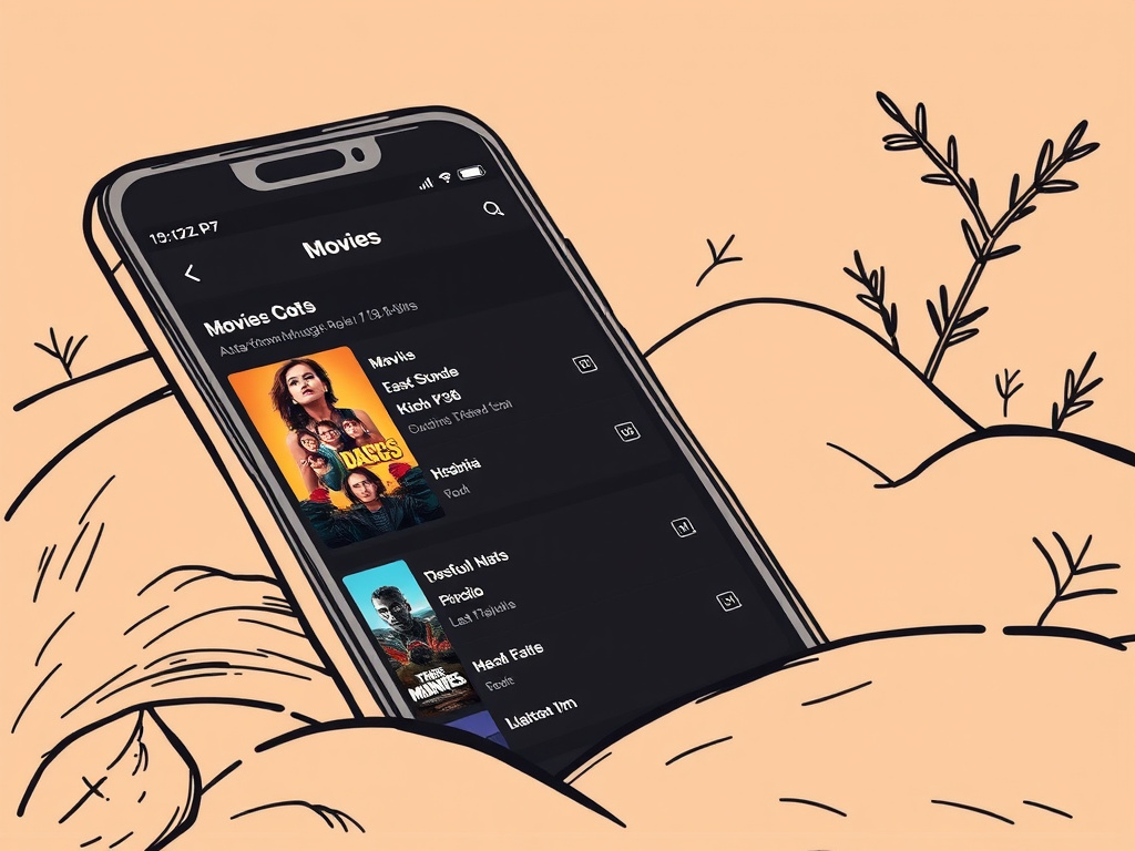 Smartphone displaying a dated movie list with timestamp and platform name