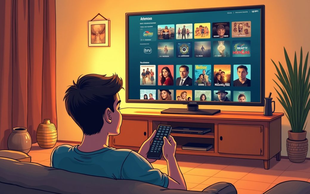 Person on couch with remote, looking uncertain at streaming service homepage